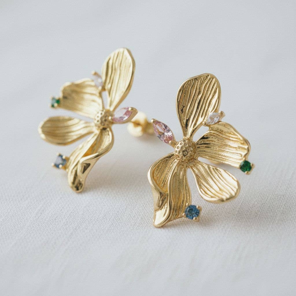 Floral-Inspired  Gemstone Drop Earrings