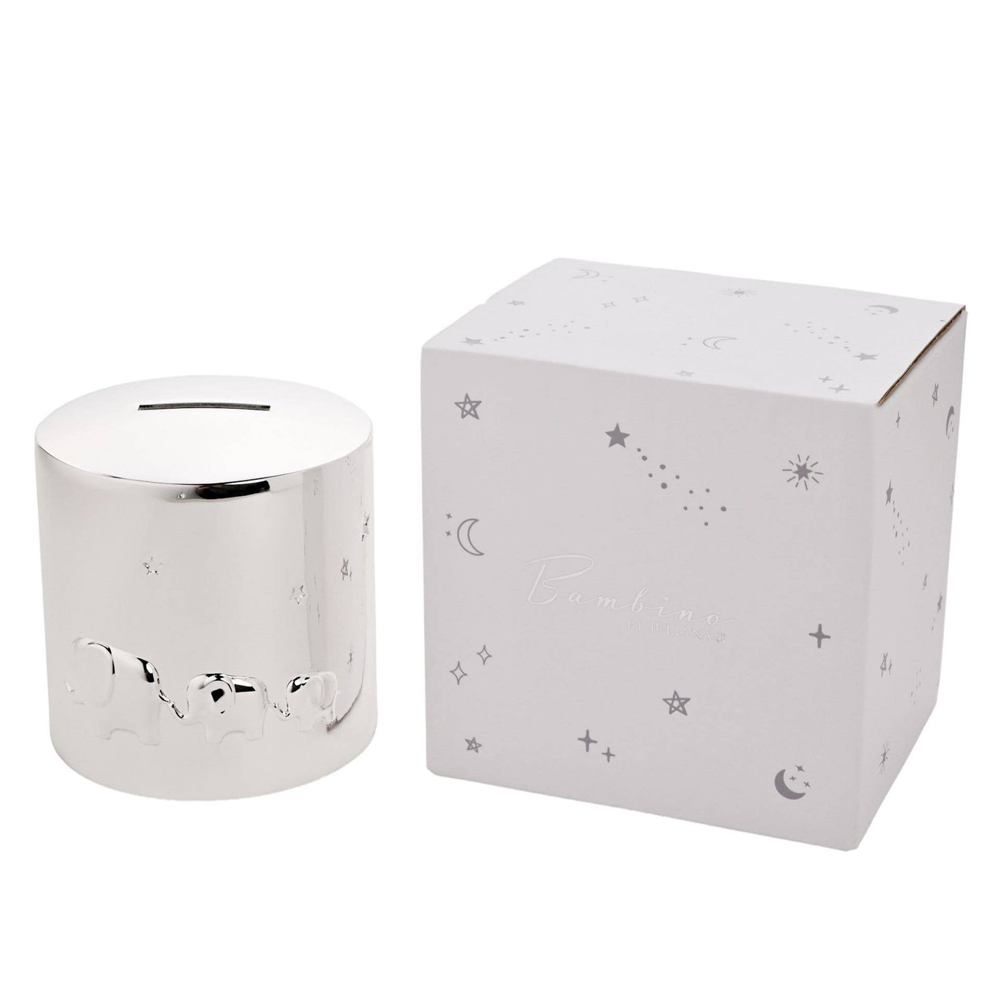 Round Money Box with Elephants