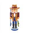 12"WOODEN FISHING MAN NUTCRACKER