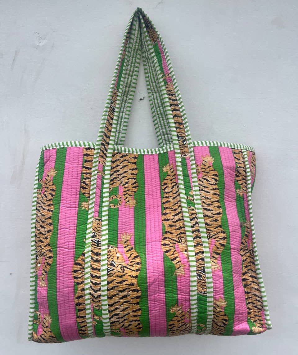 Quilted Indian Tiger Printed Bag