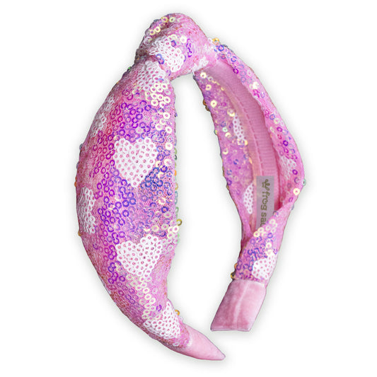 Pink Sequin Heart Headband