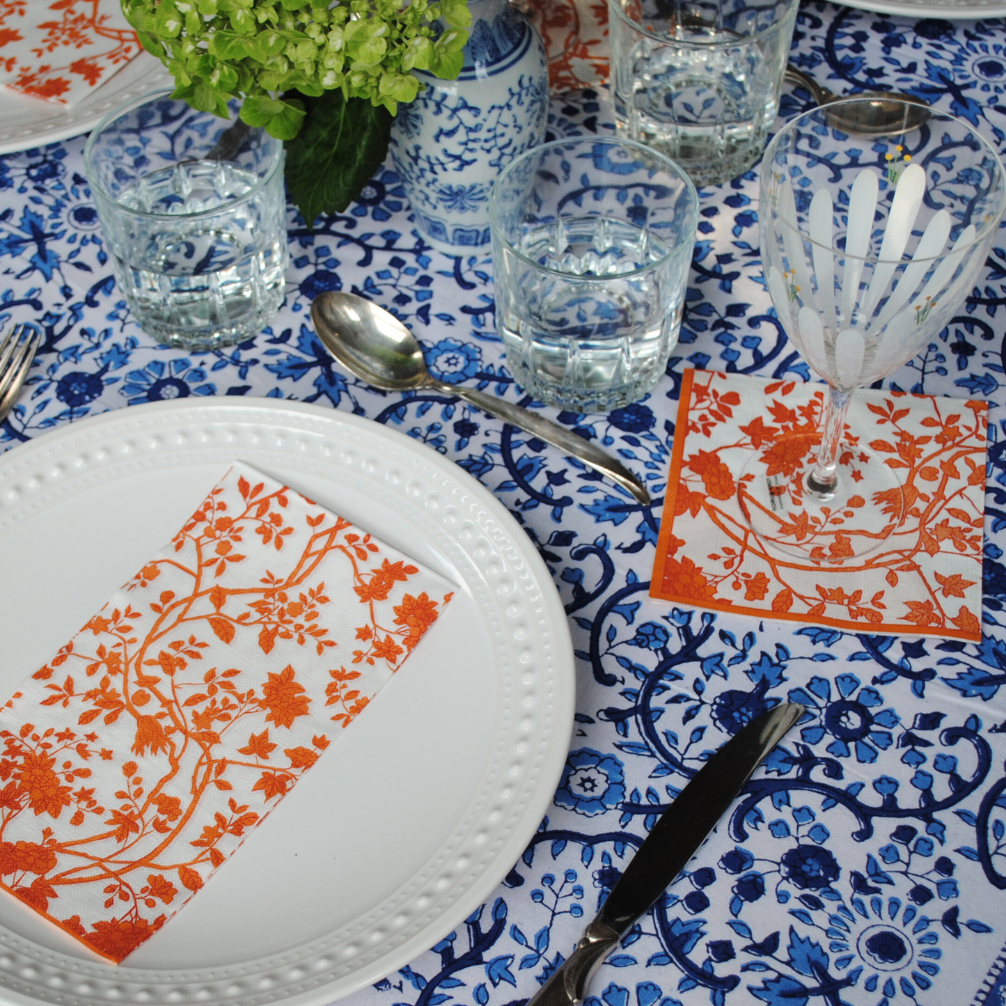 Orange Chinoiserie Cocktail Napkins