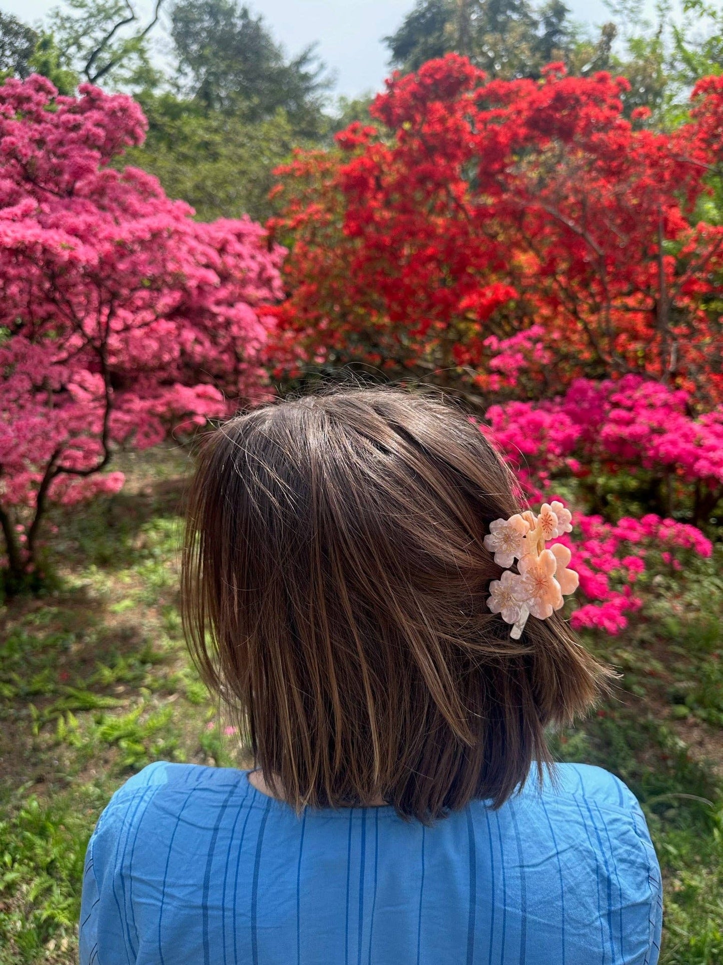 Hand-painted Cherry Blossom Flower Claw Hair Clip