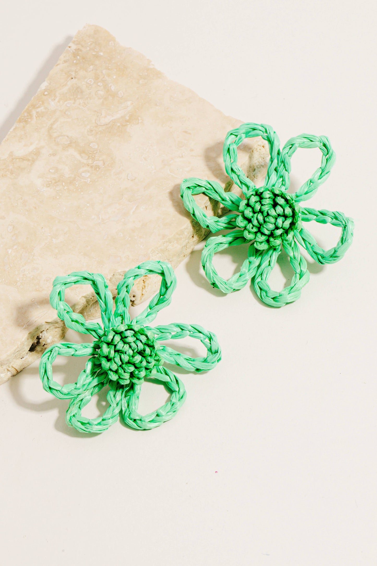 Raffia Braided Flower Earrings