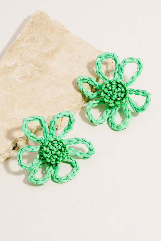 Raffia Braided Flower Earrings