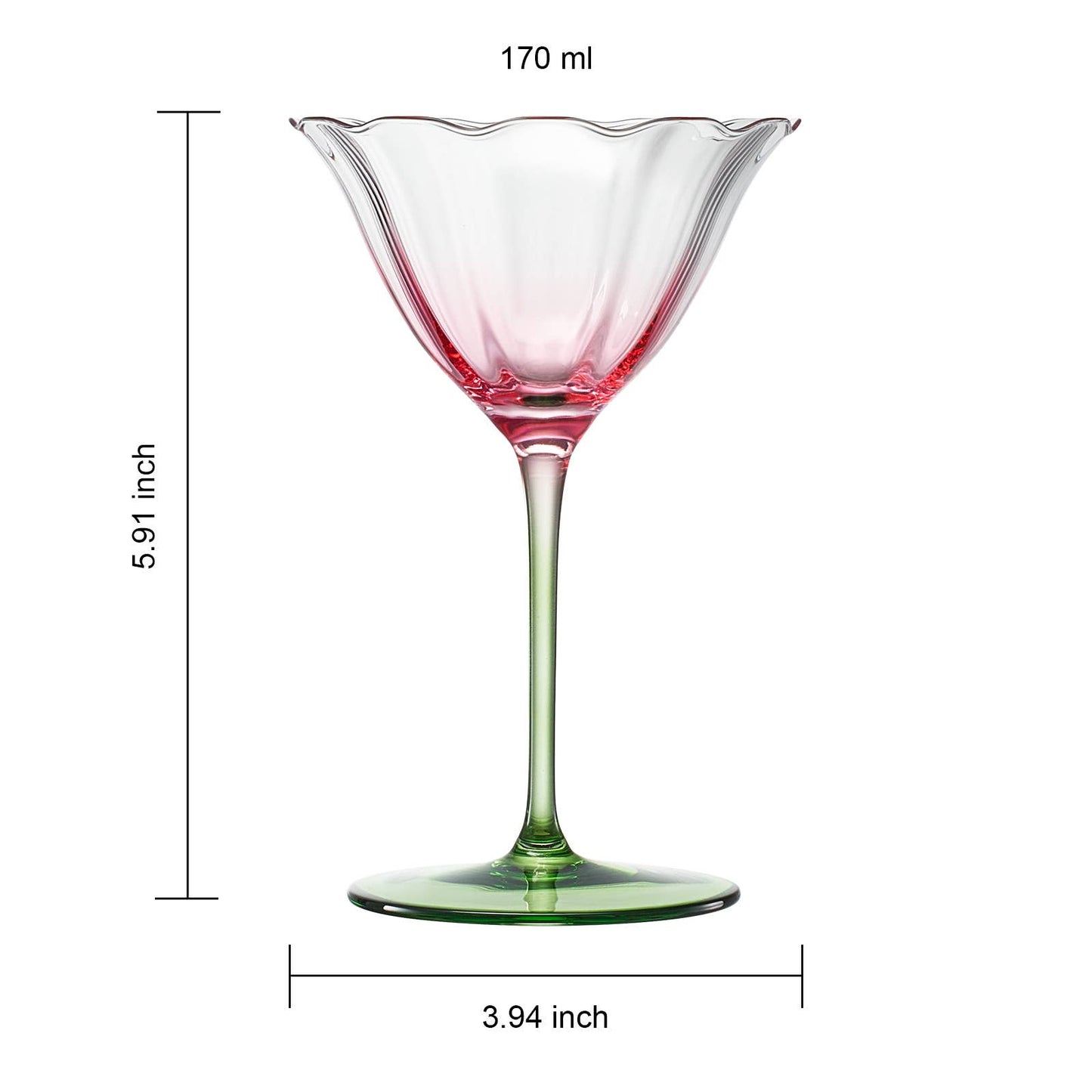 Tulip-Shaped Champagne Coupe Glass | Set of 2 | 6 oz