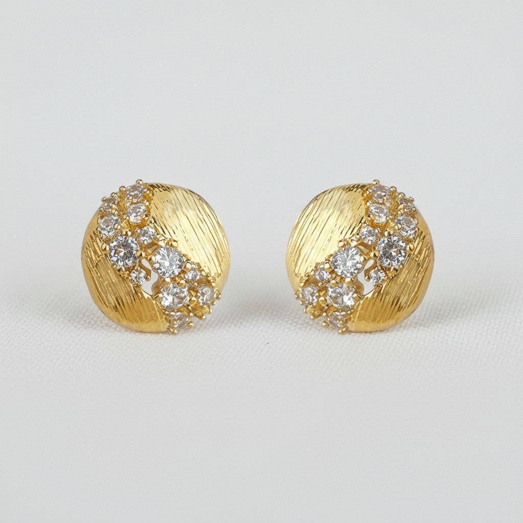 Brushed Round  Stud Earrings