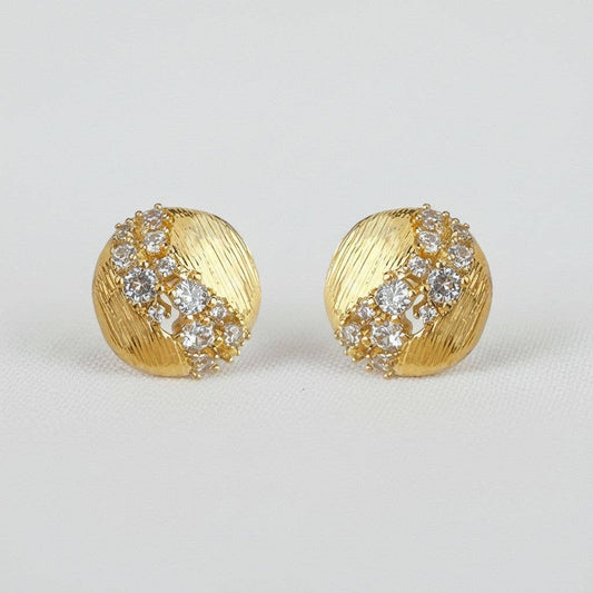 Brushed Round  Stud Earrings