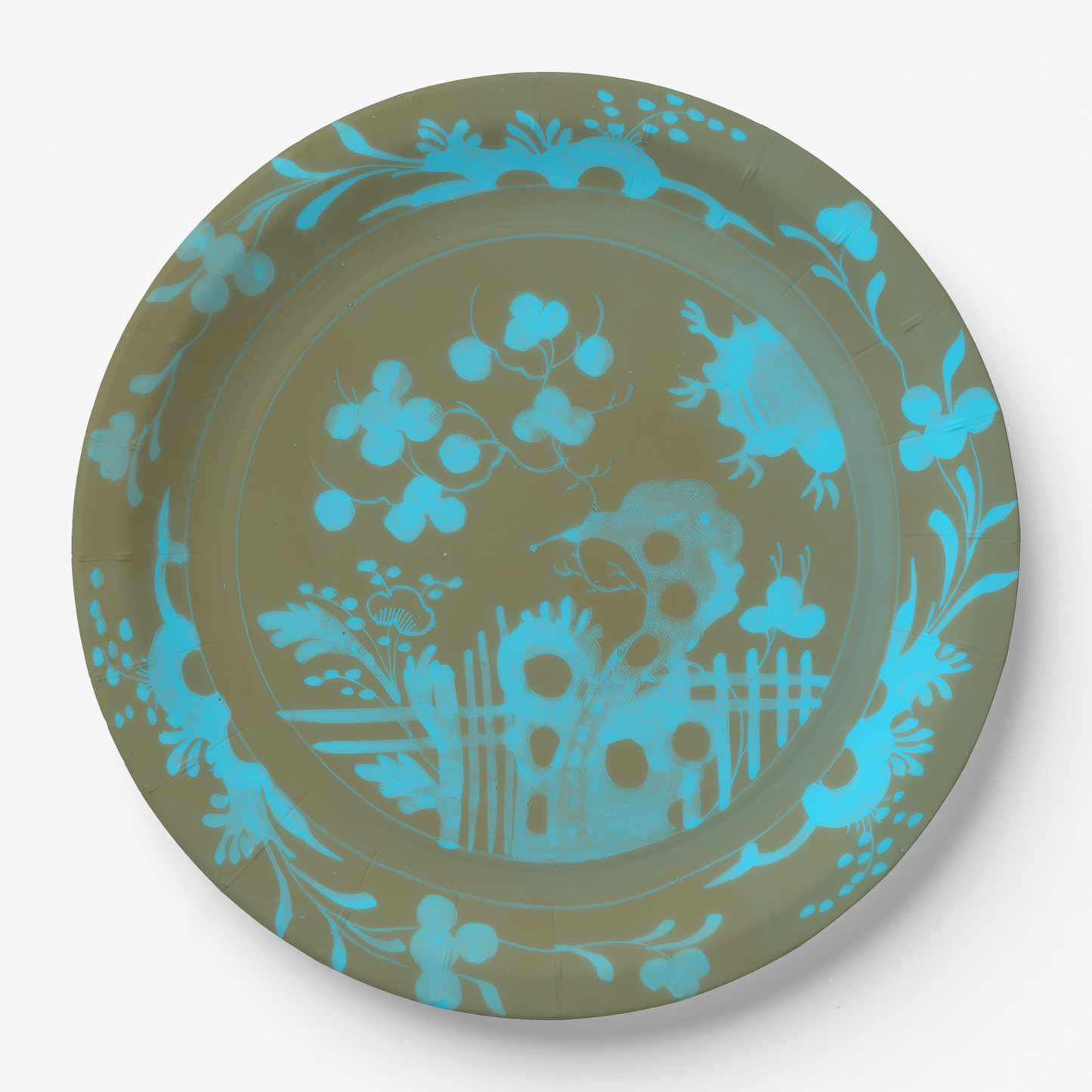 La Chinoiserie Teal Paper Party Plate (Pack of 8)