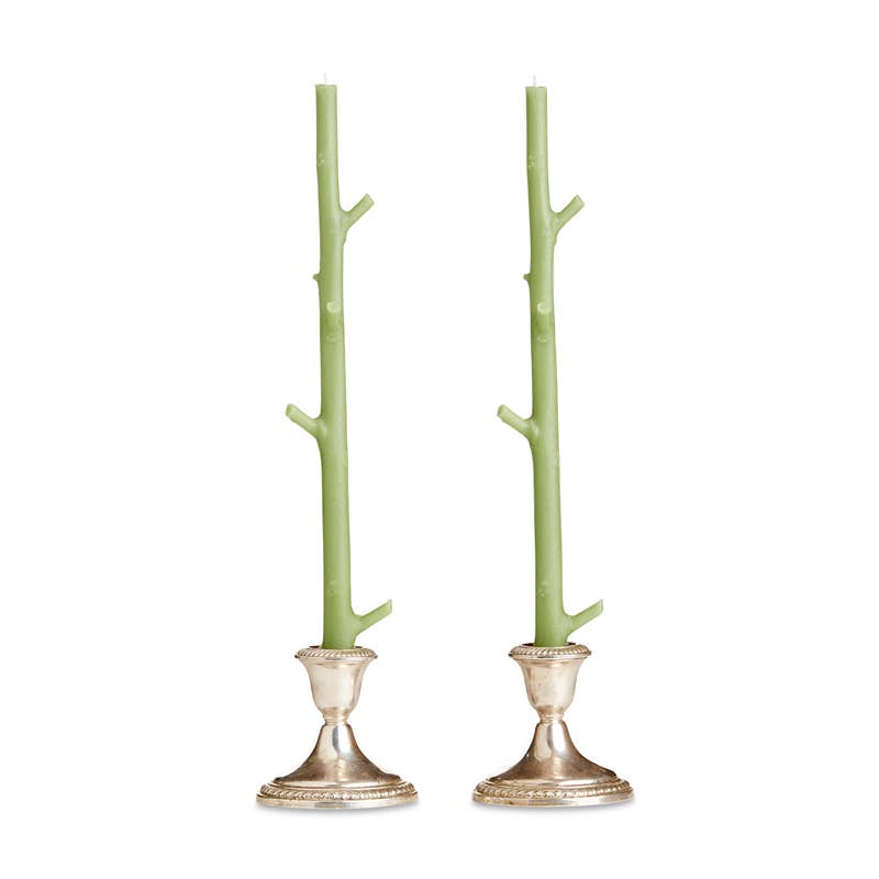 Stick Candles Maple / Pair Forest Green