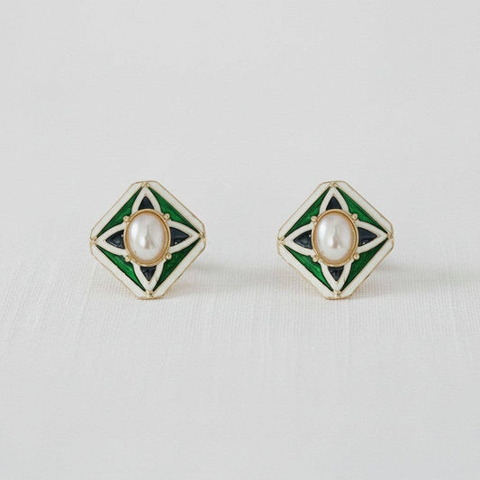 Geometric Pearl Drop Earrings