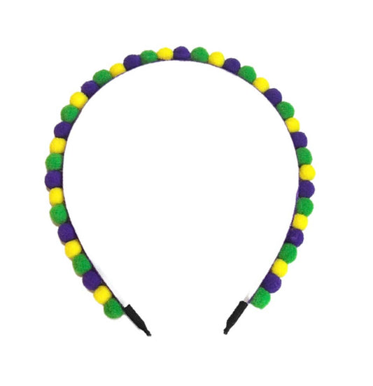 Mardi Gras Pom Pom Headband