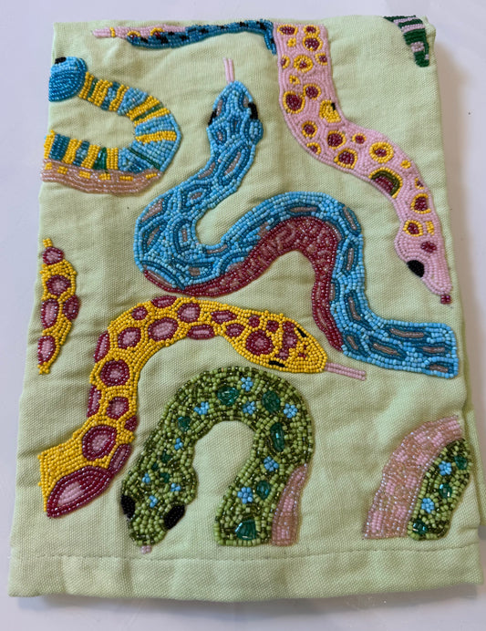 Beaded Tea Towel-Snakes