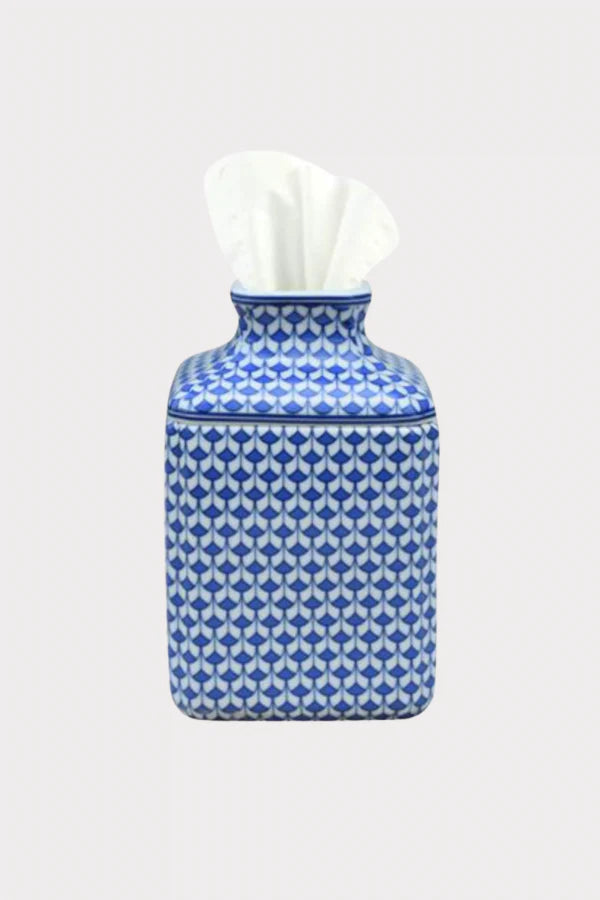 Porcelain Tissue Holder-Blue Fish Scale