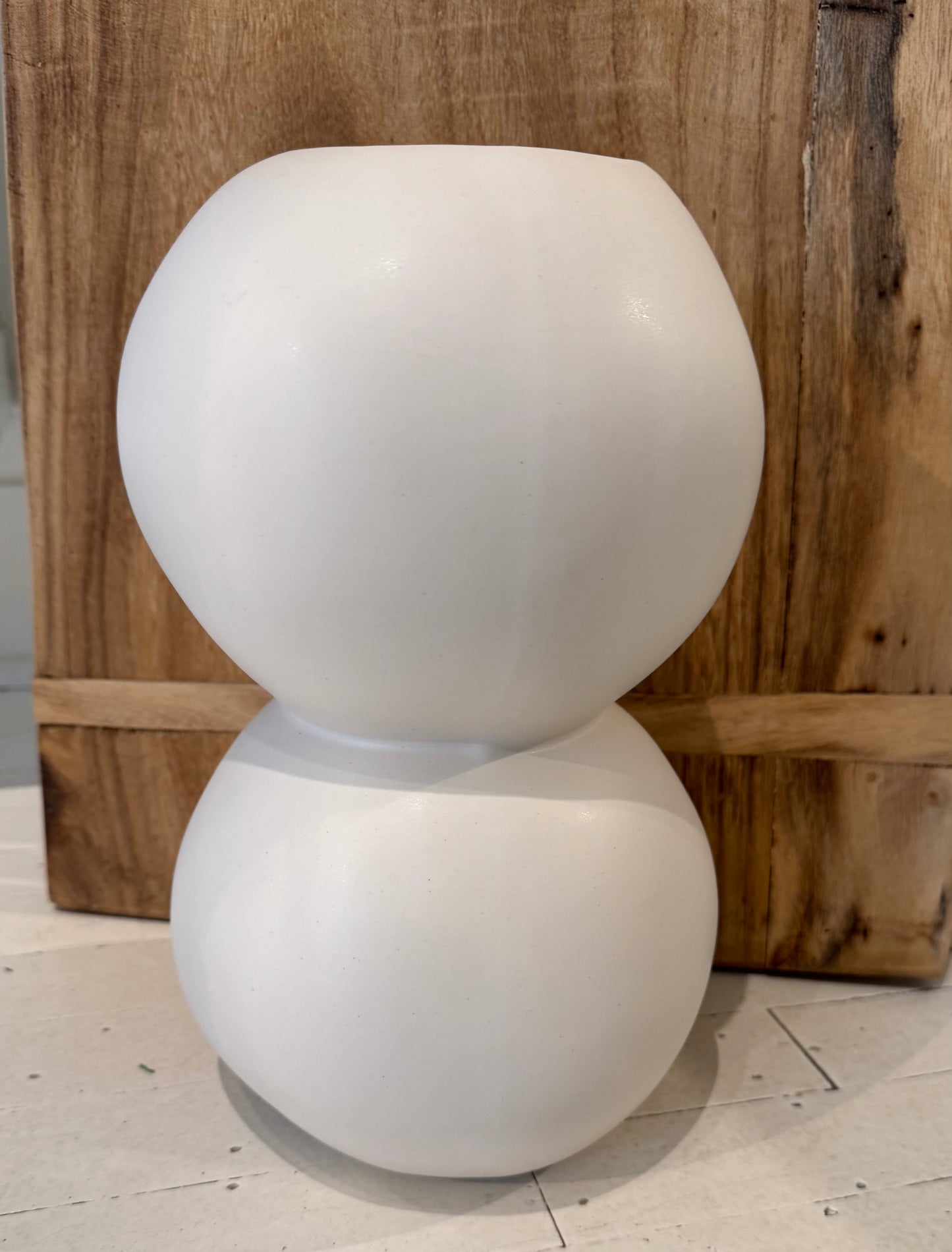 Double Sphere Vase: Matte White