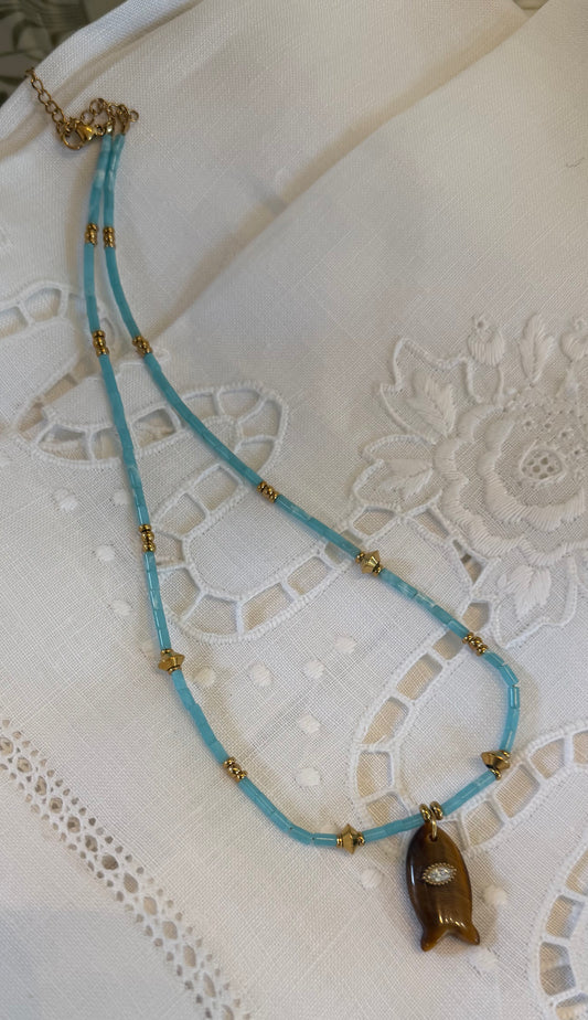 The Kelly Necklace- Brown Fish