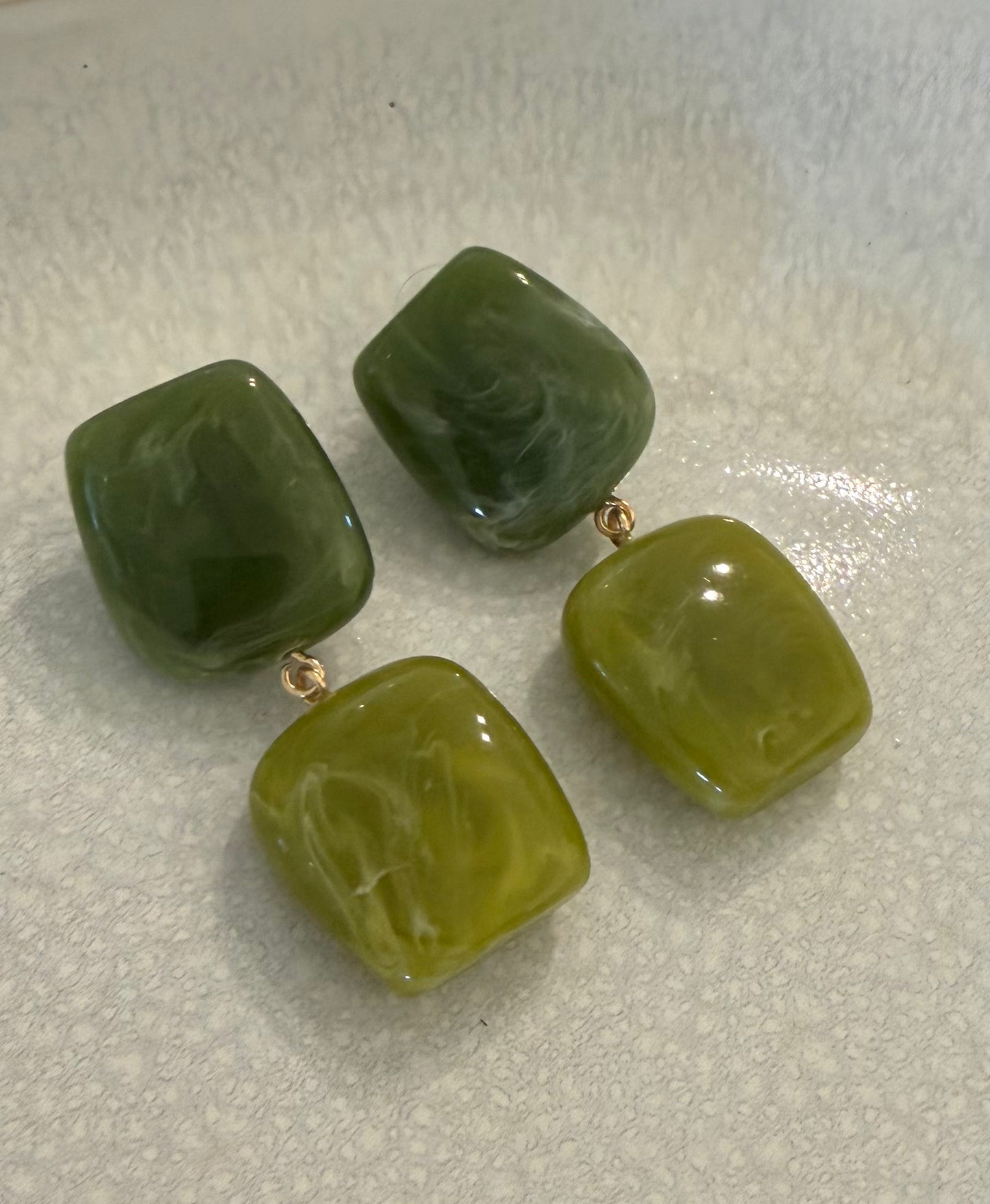 Marble Earrings- Green