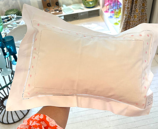 Baby Pillow with Pink Swiss Dots