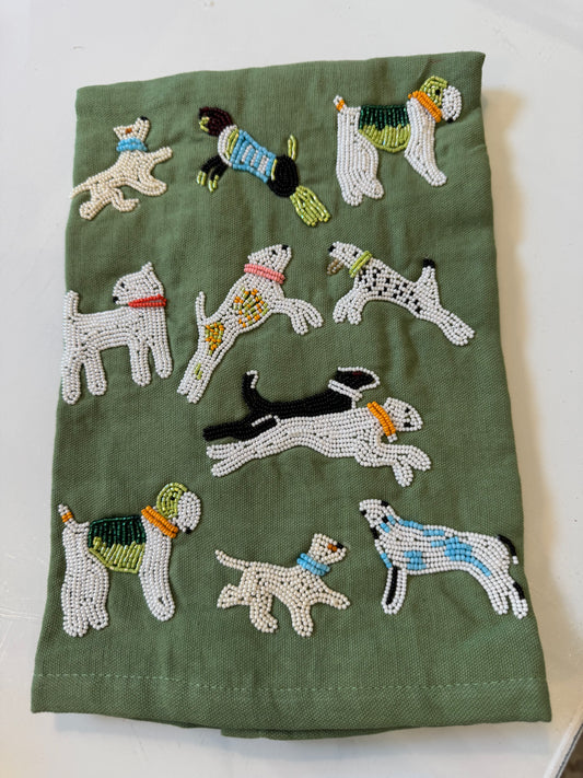Beaded Tea Towel-Dogs