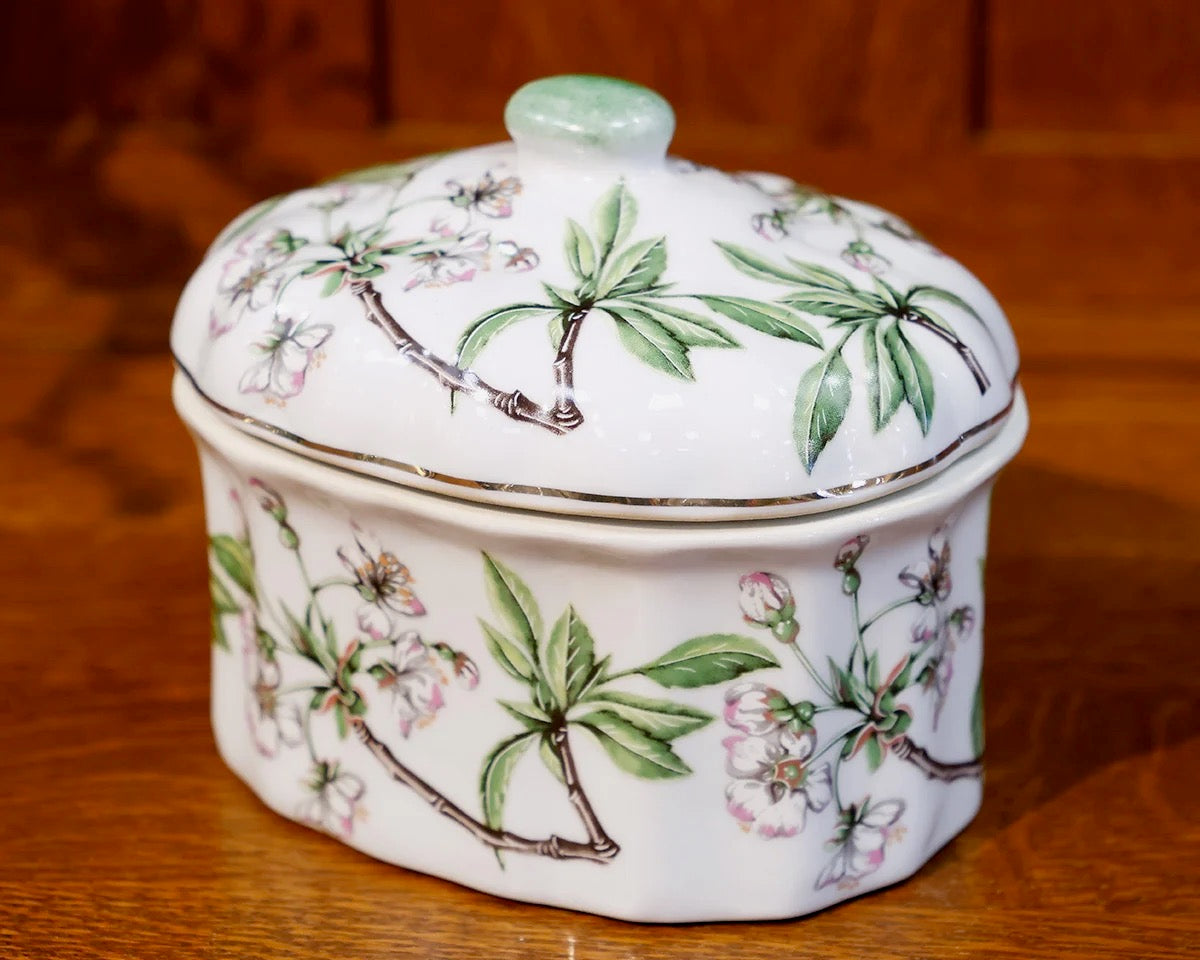 Porcelain Cherry Oval Jar