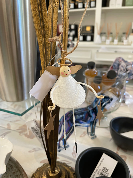 Tin Sitting Angel Ornament