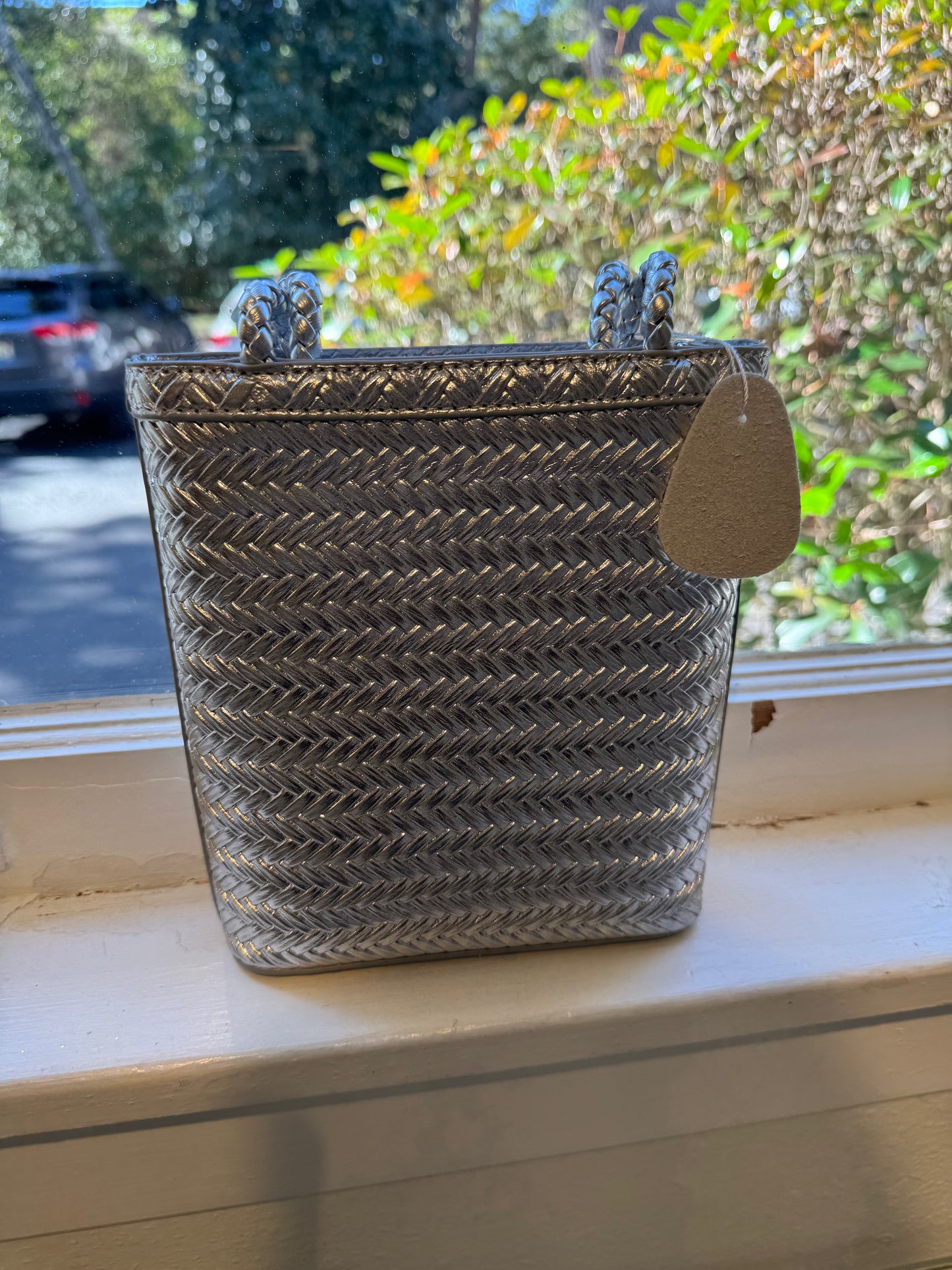 Silver woven crossbody