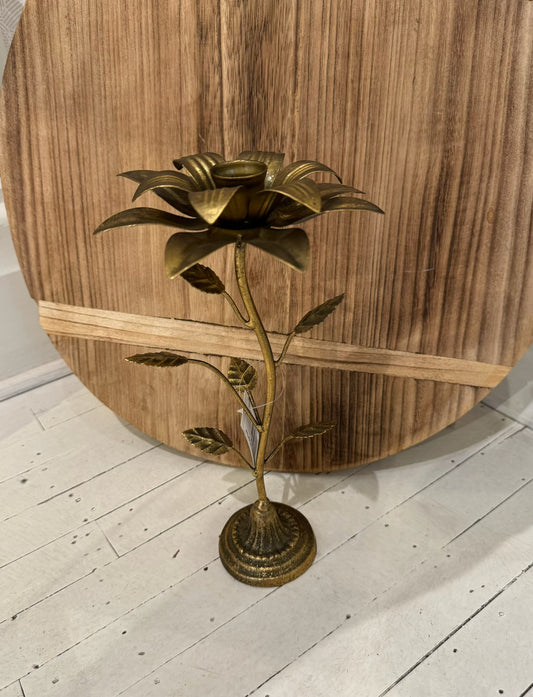 Metal Flower Candleholder Gold Large Flower