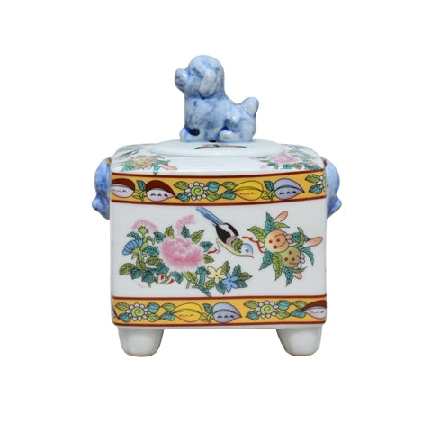 Rose Canton Porcelain Dog Jar
