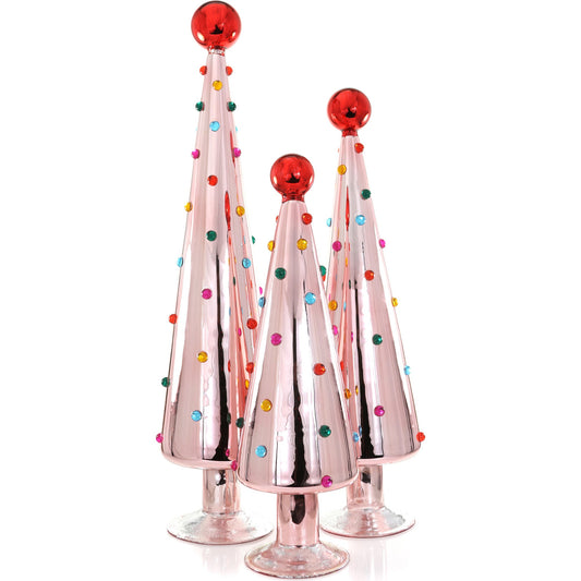 Decorated Dotted Trees-Pink set/3
