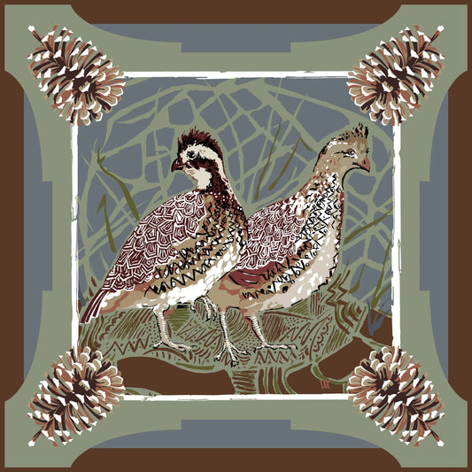 Slate Quail Pair Strong Pocket Square