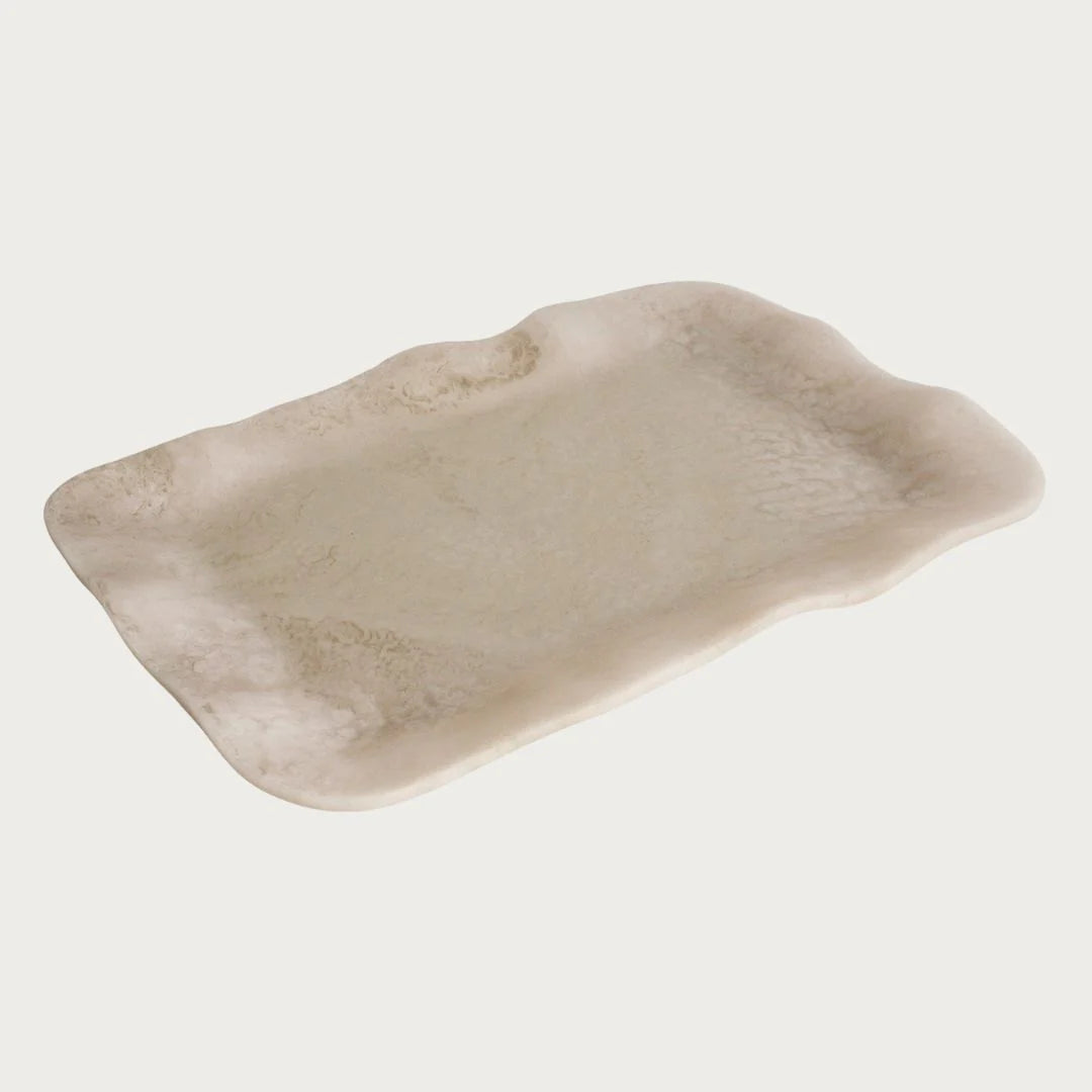 RESIN Alabaster Swirl Extra Large Rectangular Tray