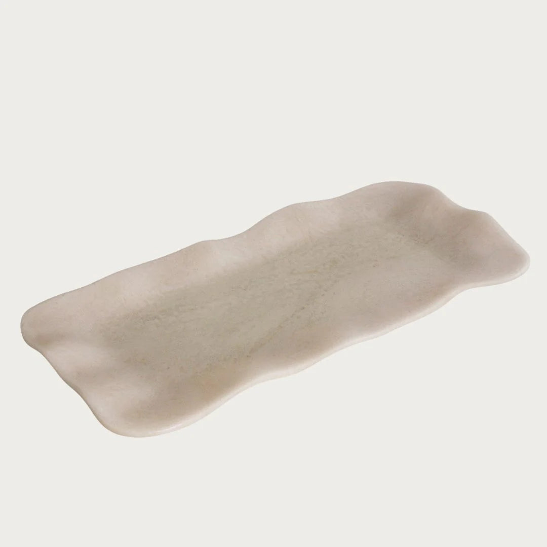 RESIN Alabaster Swirl Long Rectangular Tray