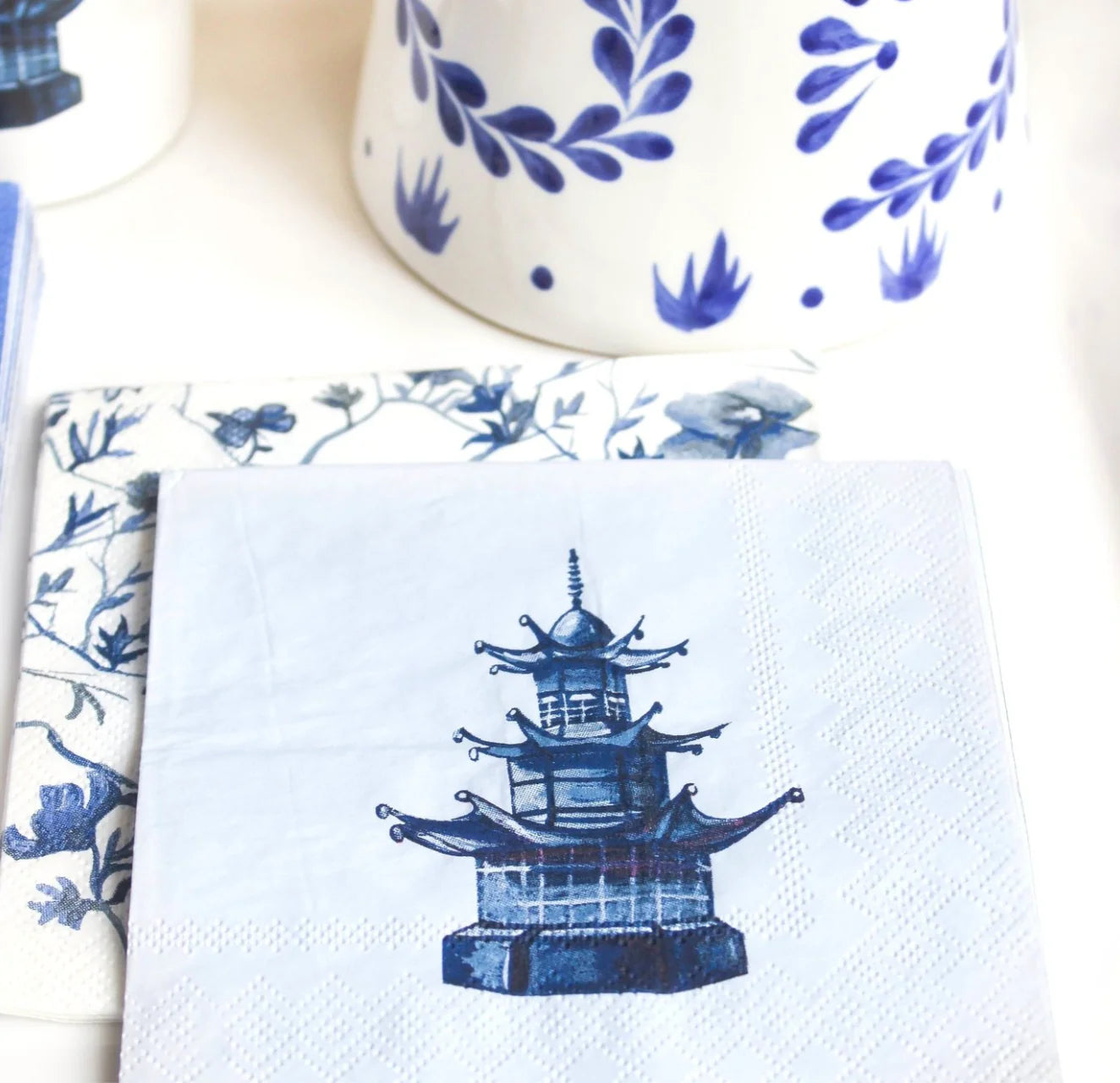 Blue Pagoda Beverage Napkin