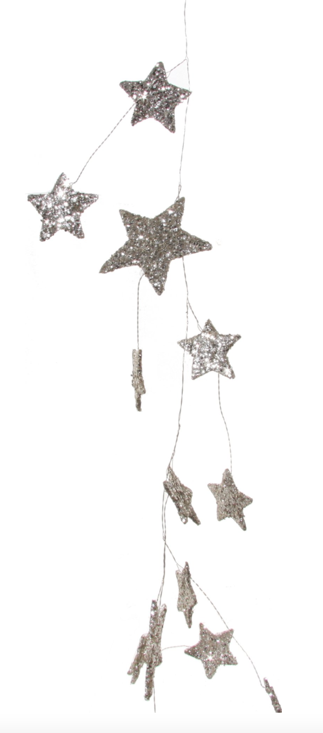 Glitter Star Wire Garland Silver