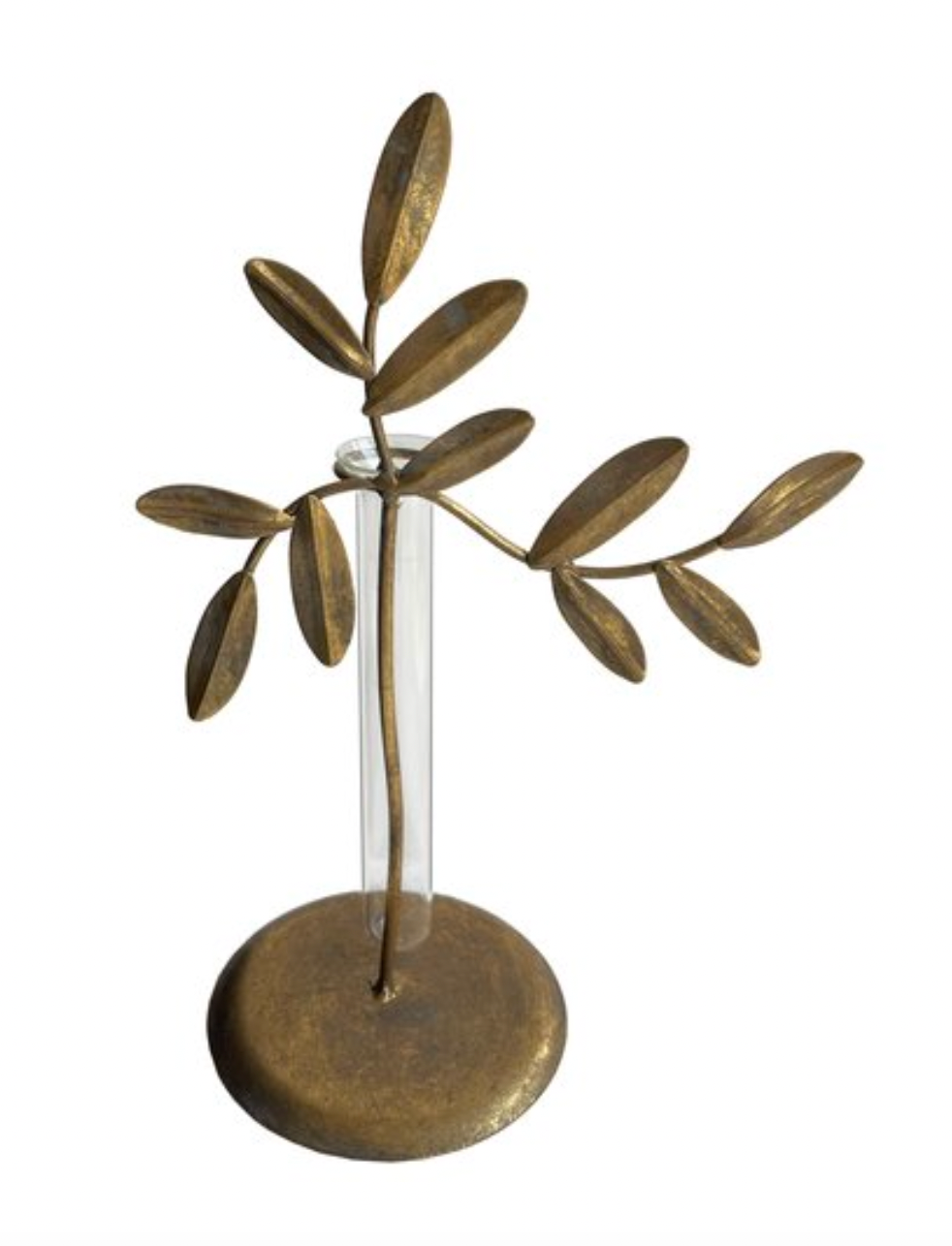 Metal Leaf Tube Vase