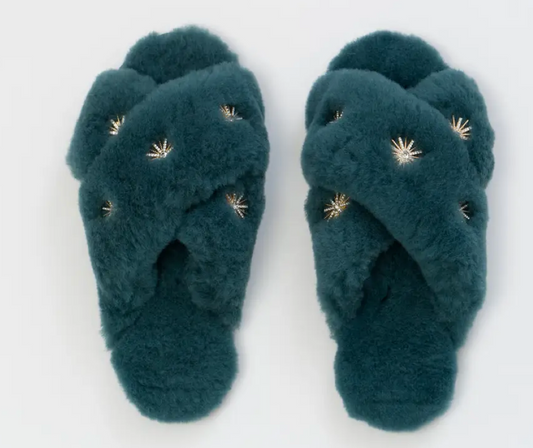 Sheepskin Slippers with Rhinestones