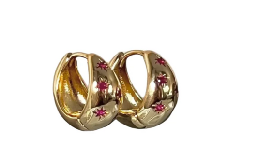 Ruby Hollow Star Earrings