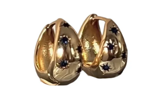 Blue Hollow Star Earrings