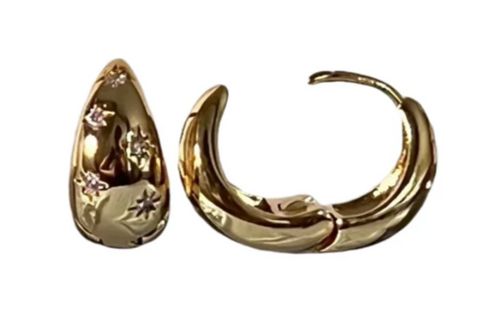 Silver Hollow Star Earrings