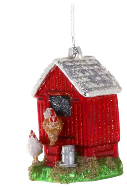 Chicken Coop Ornament - Red
