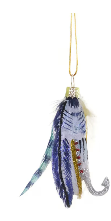 Vintage Fishing Flies Ornament- Blue