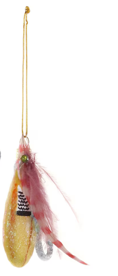 Vintage Fishing Flies Ornament- Pink