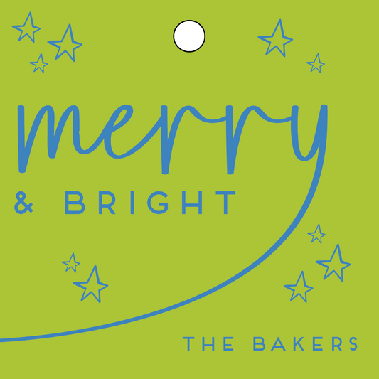 merry & bright tag green