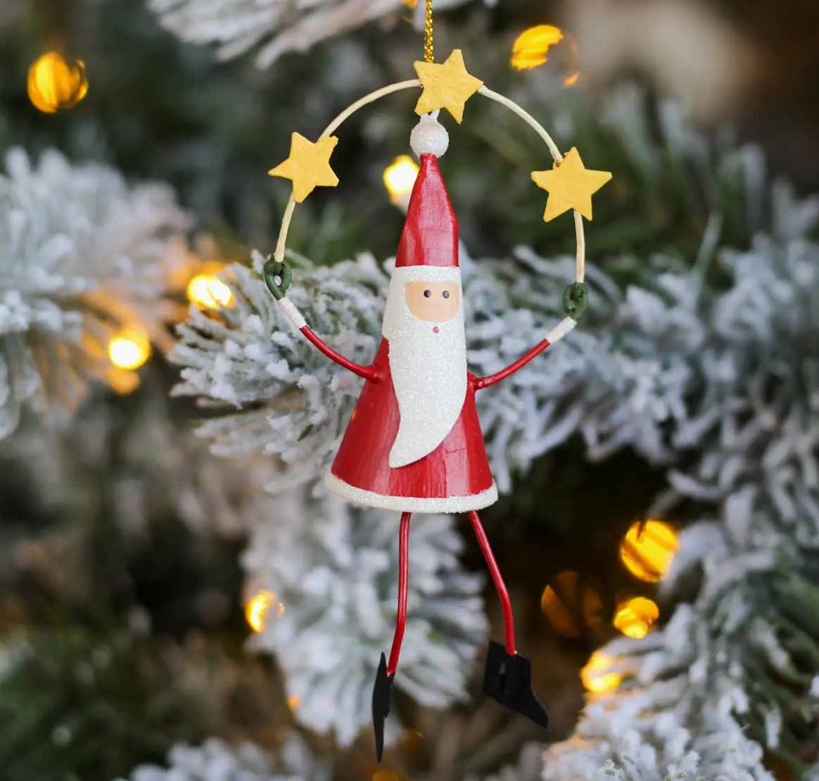 Tin Santa Star Ornament