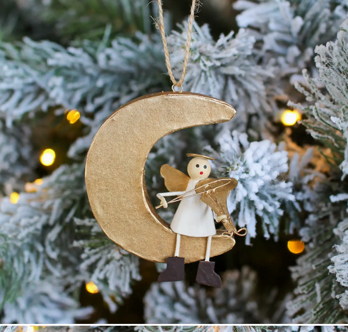 Tin Angel on Moon Ornament
