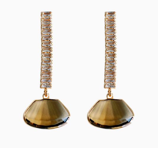 Brown Swingy Diamond Drop Fall Statement Earrings