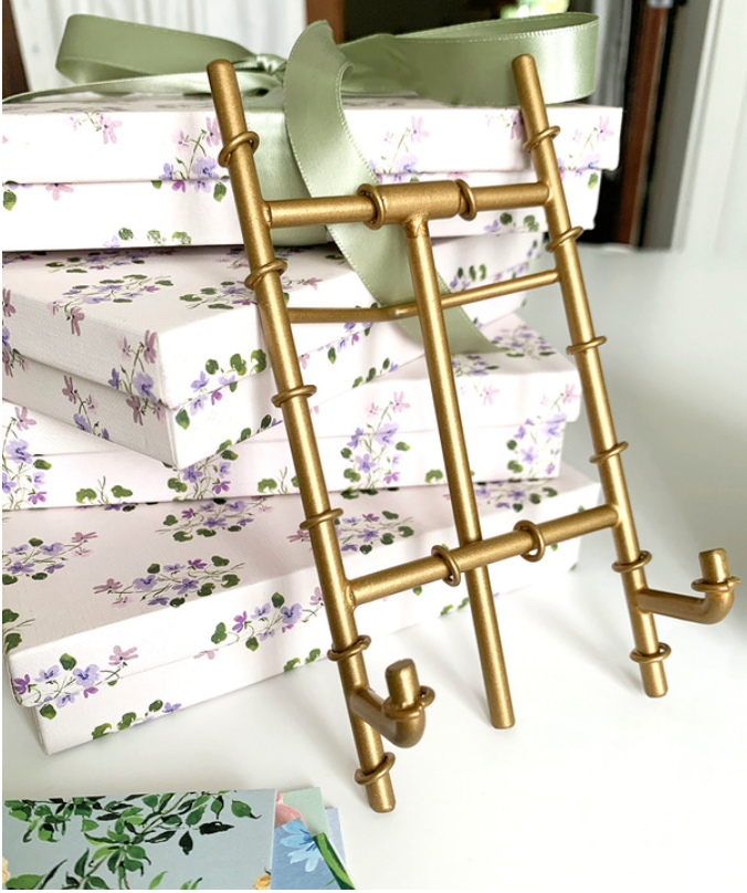 6" bamboo satin gold easel