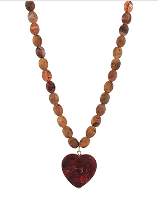 Bold Heart and Bead Necklace