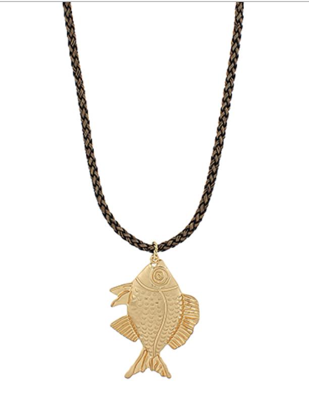Big Fish & Braided leather necklace