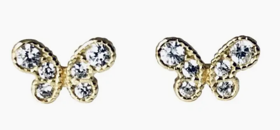 Butterfly Gold Stud Earrings